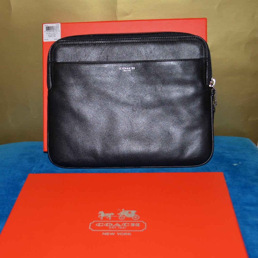 Coach Leather iPad/Tablet Sleeve/Case -Black